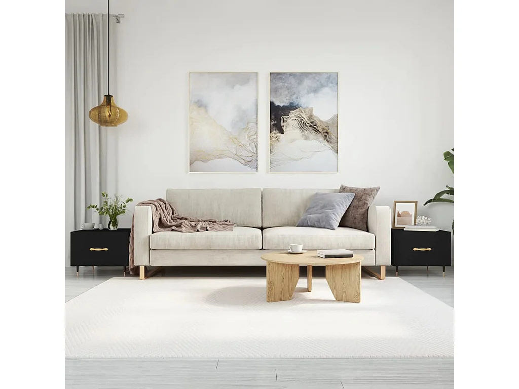 Mesas de centro Golden 2 piezas madera contrachapada negra 50x50x40 cm