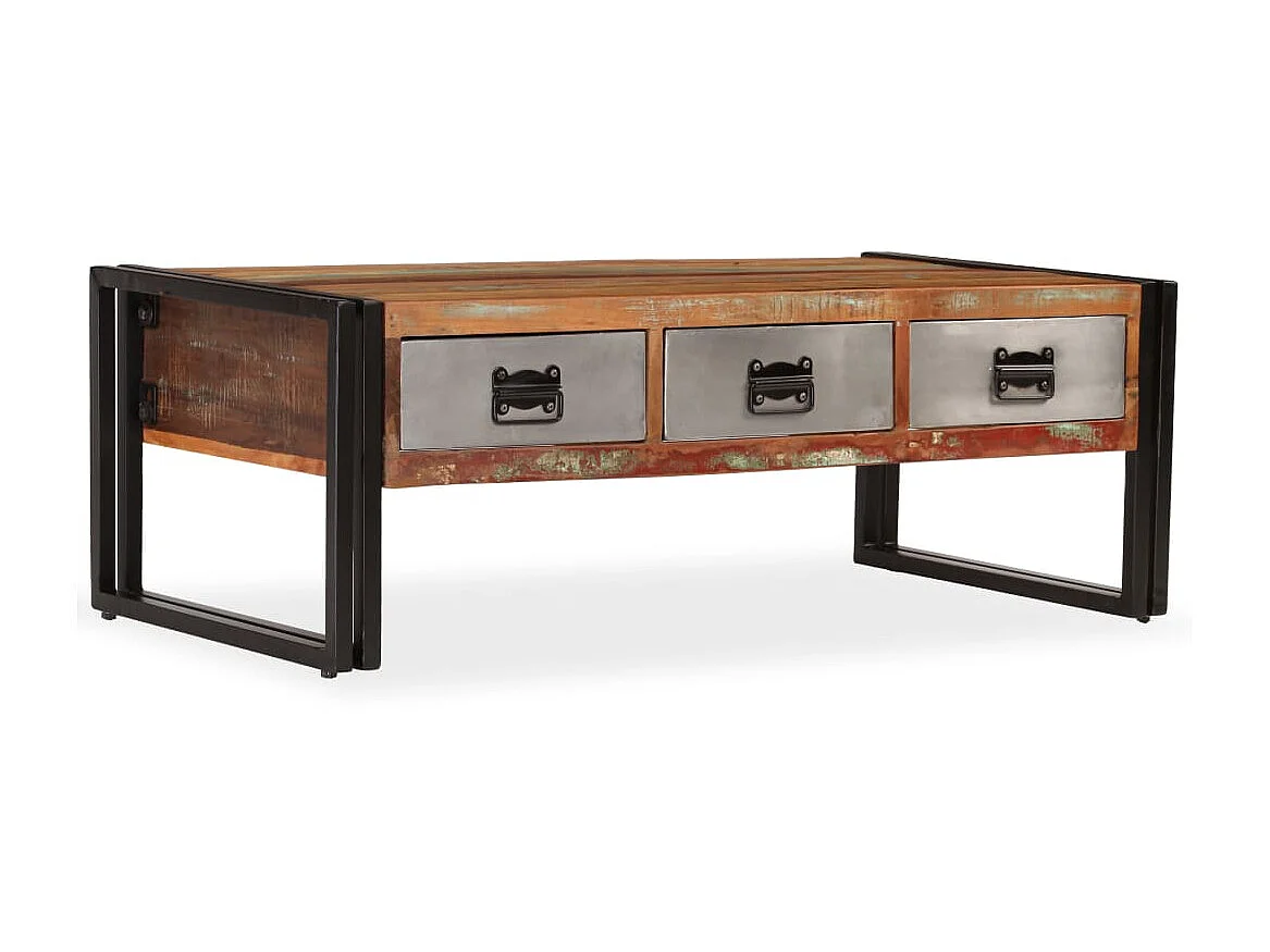 Mesa de centro Gold con 3 cajones Madera recuperada 100x50x35 cm