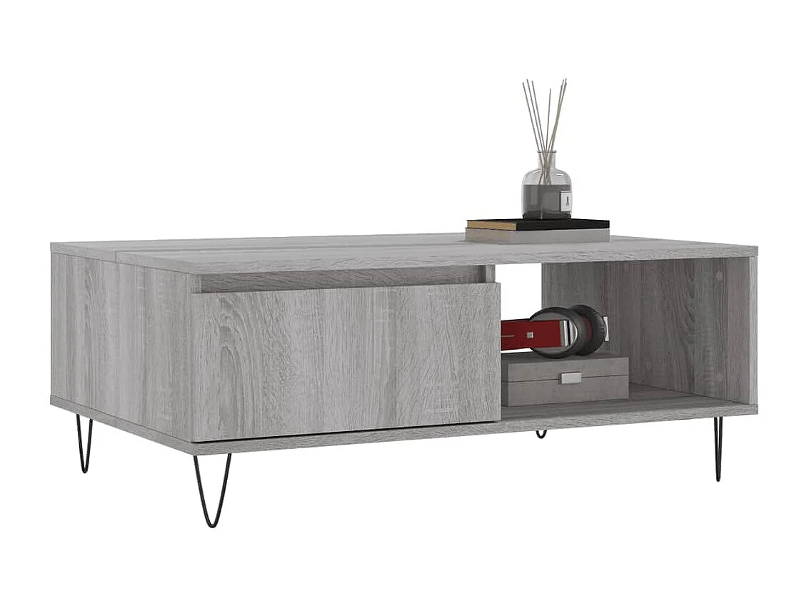 Table basse sonoma gris 90x60x35 cm bois d'ingénierie
