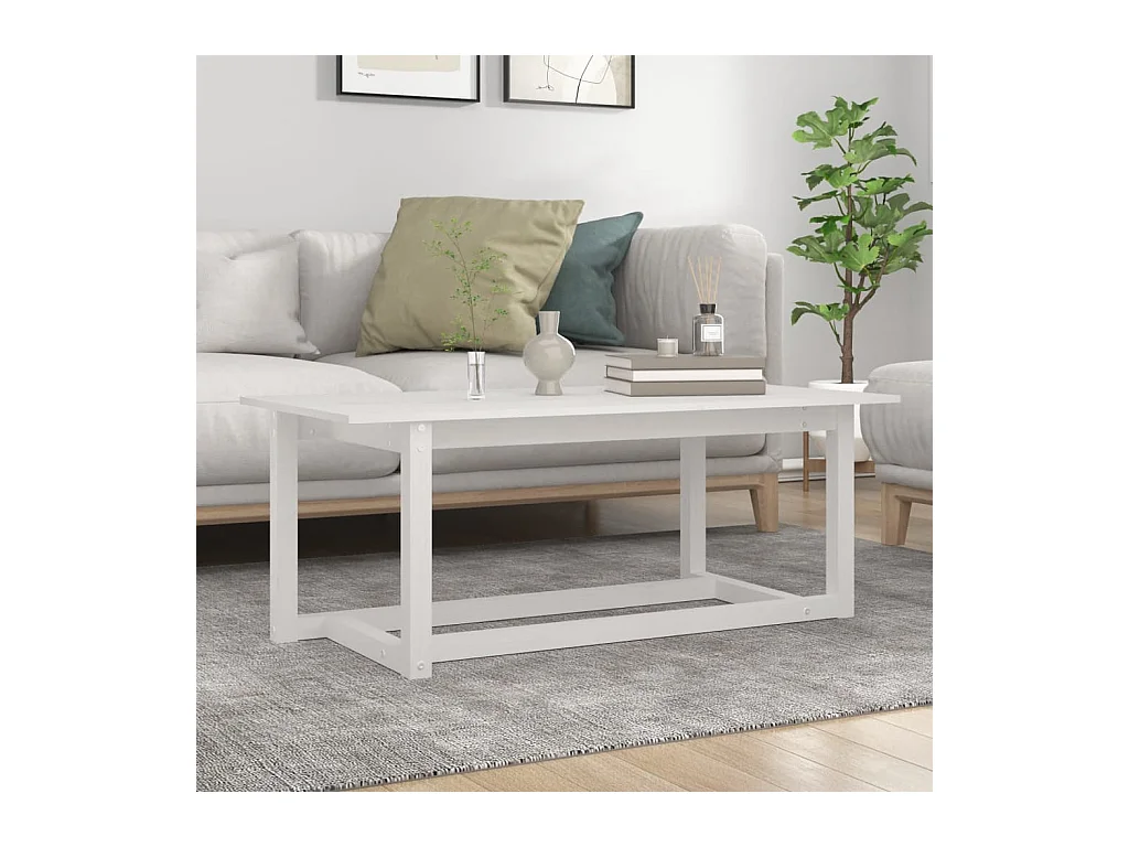 Gold Couchtisch Weiß 110x55x45 cm Massives Kiefernholz