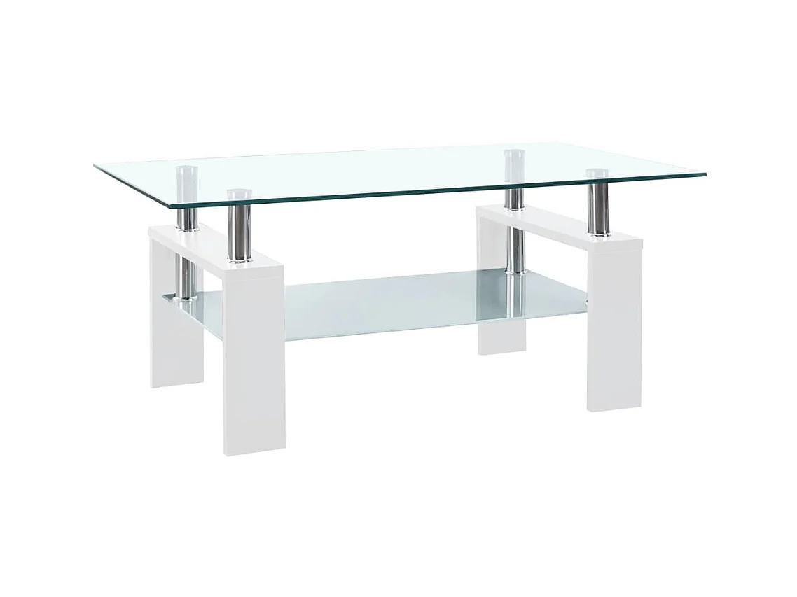 Gold Salontafel Wit en transparant 95x55x40 cm Gehard glas