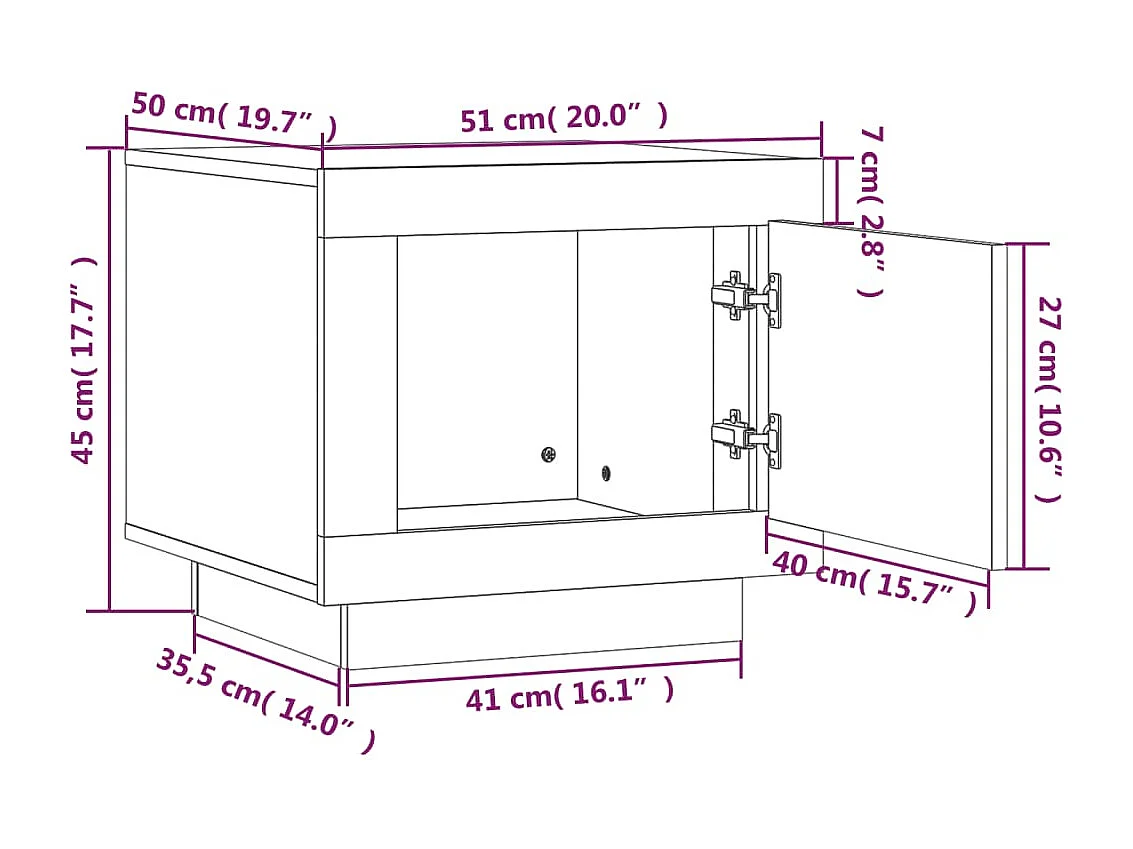 Tavolino Gold Bianco e rovere Sonoma 51x50x45 cm MDF