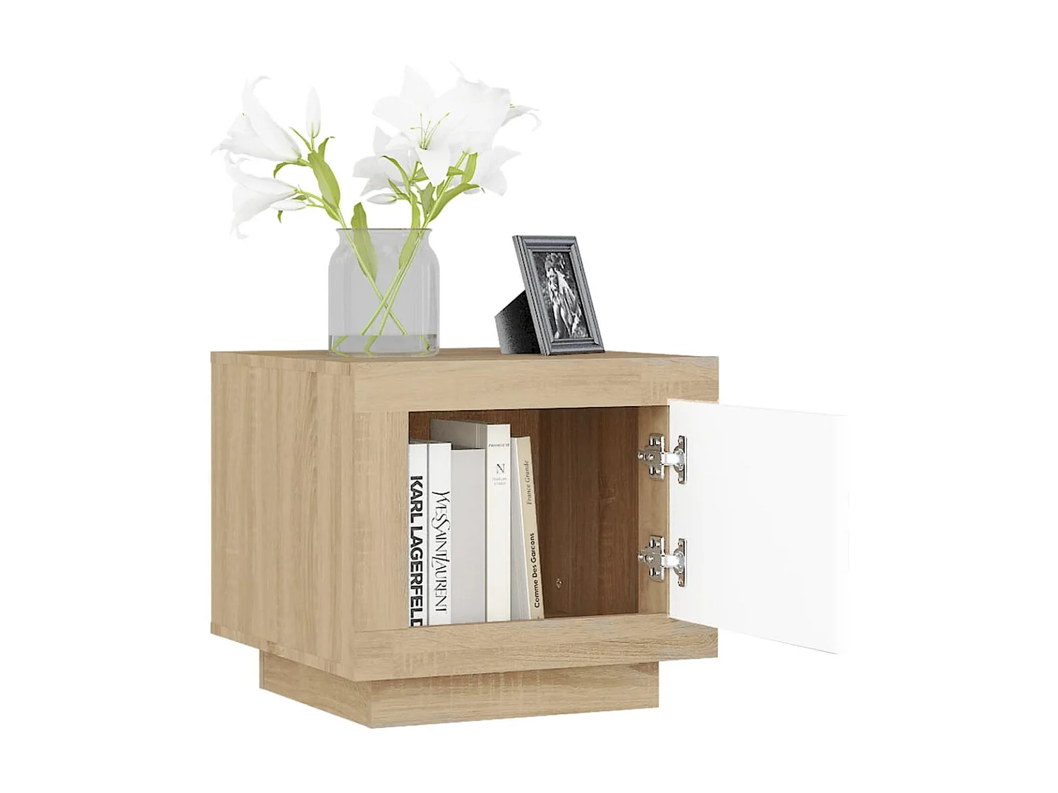 Tavolino Gold Bianco e rovere Sonoma 51x50x45 cm MDF