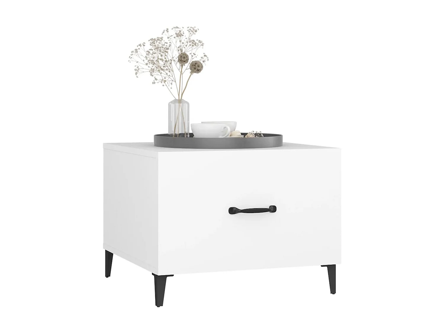 Mesa de centro Gold con patas de metal Blanco 50x50x40 cm