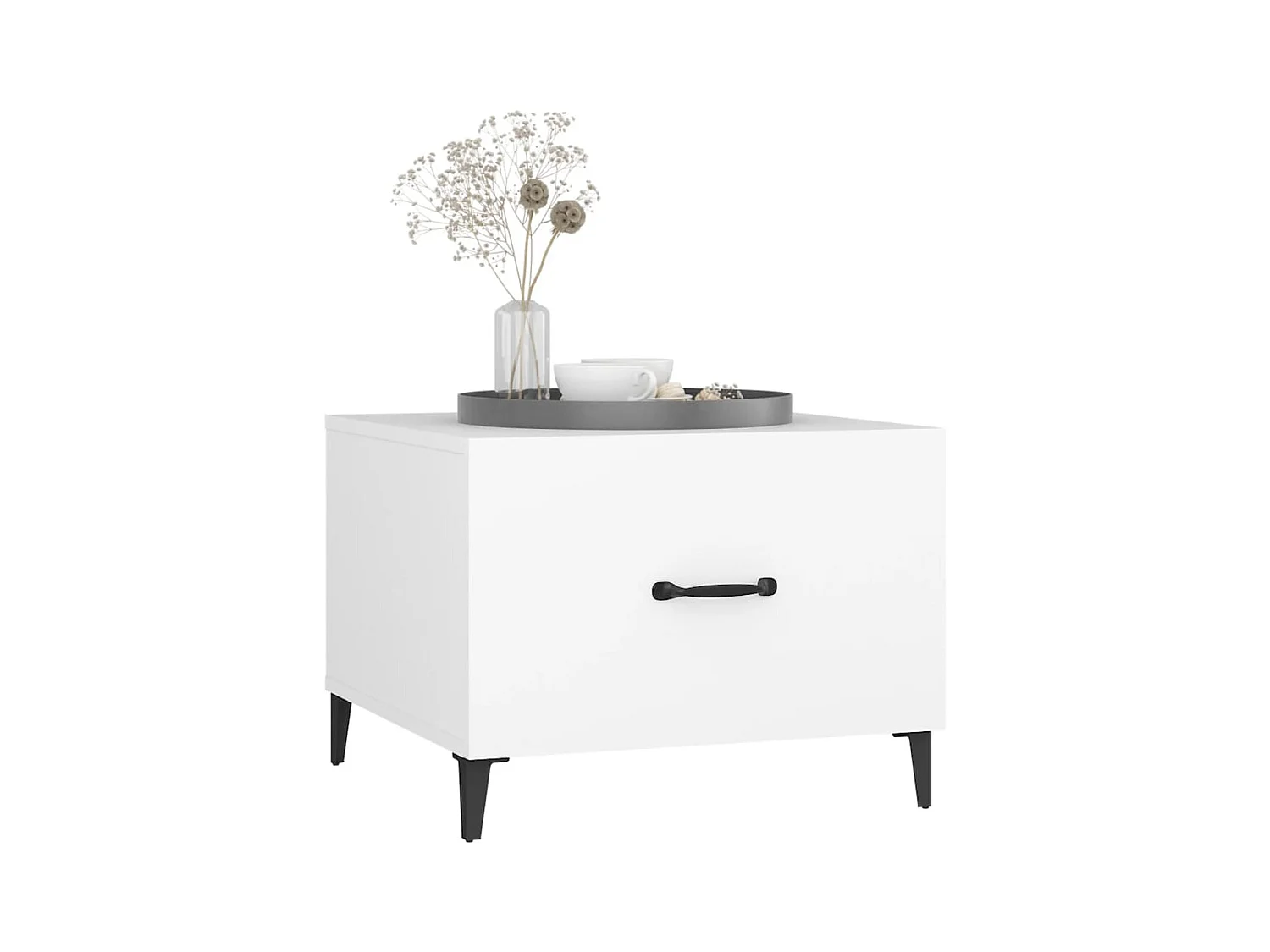 Goud Salontafel met metalen poten Wit 50x50x40 cm