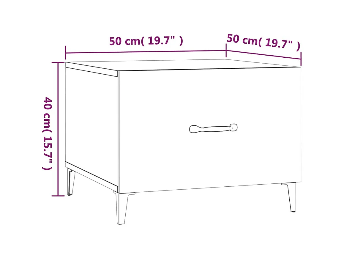 Goud Salontafel met metalen poten Wit 50x50x40 cm