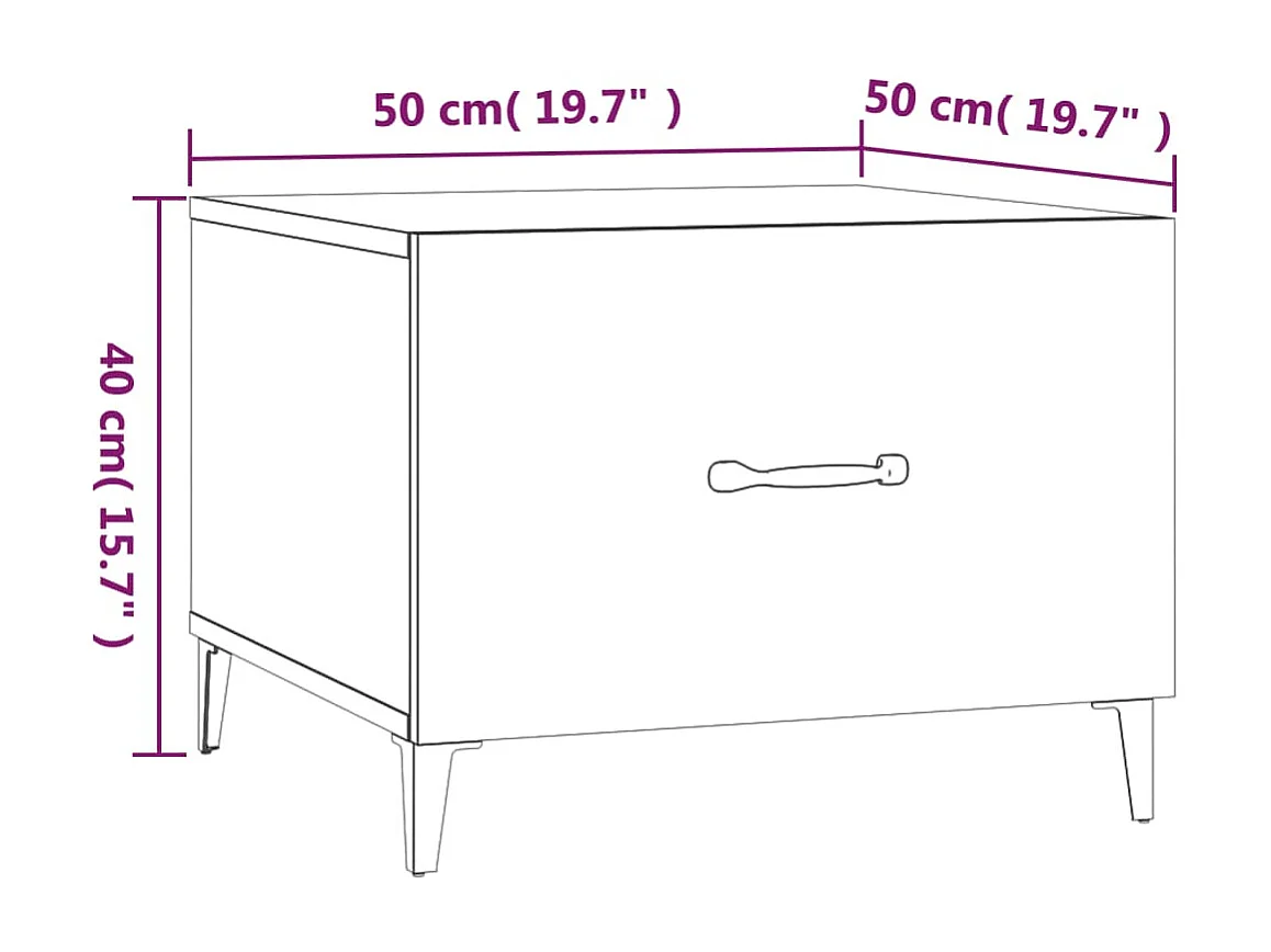 Goldfarbener Couchtisch mit Metallbeinen Weiß 50x50x40 cm