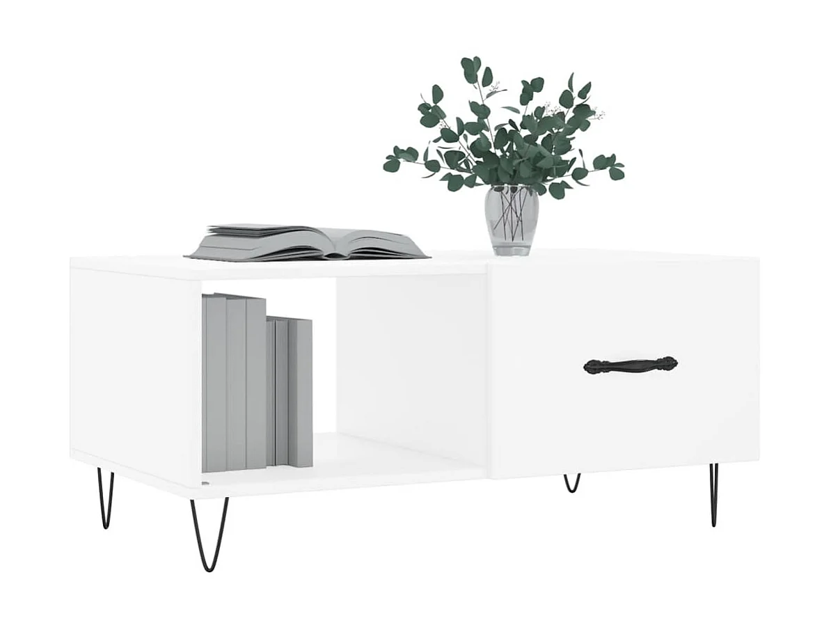 Mesa de centro Gold blanca 90x50x40 cm de madera contrachapada