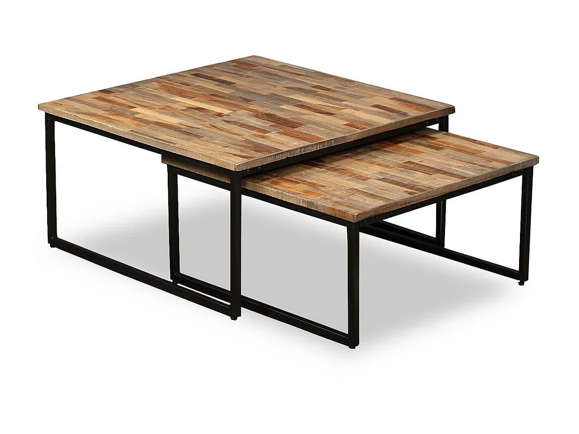 Mesa de centro Gold Nesting 2 piezas Teca maciza recuperada