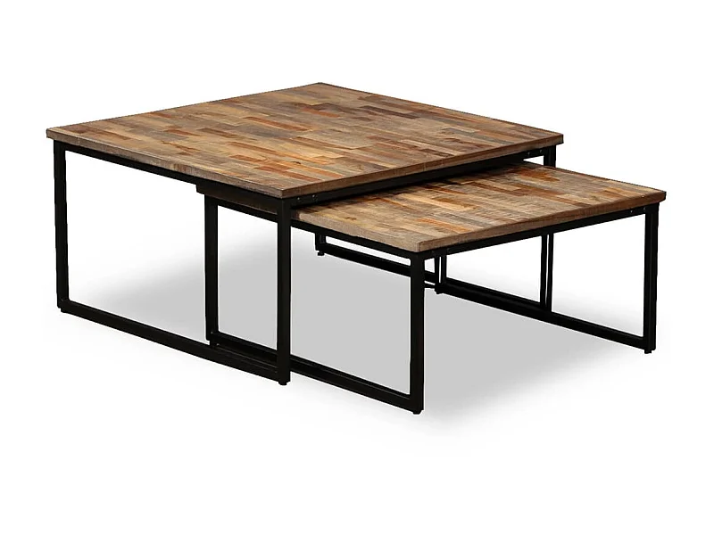 Mesa de centro Gold Nesting 2 piezas Teca maciza recuperada