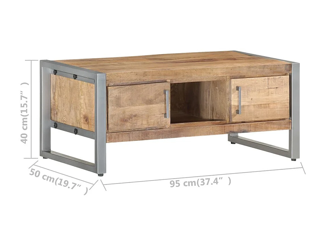 Goud Salontafel 95x50x40 cm Ruw mangohout