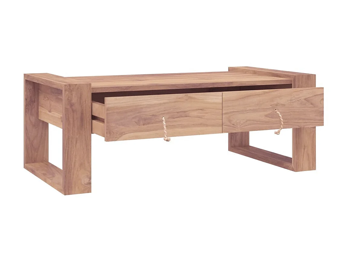 Goldfarbener Couchtisch 110 x 60 x 40 cm Massives Teakholz