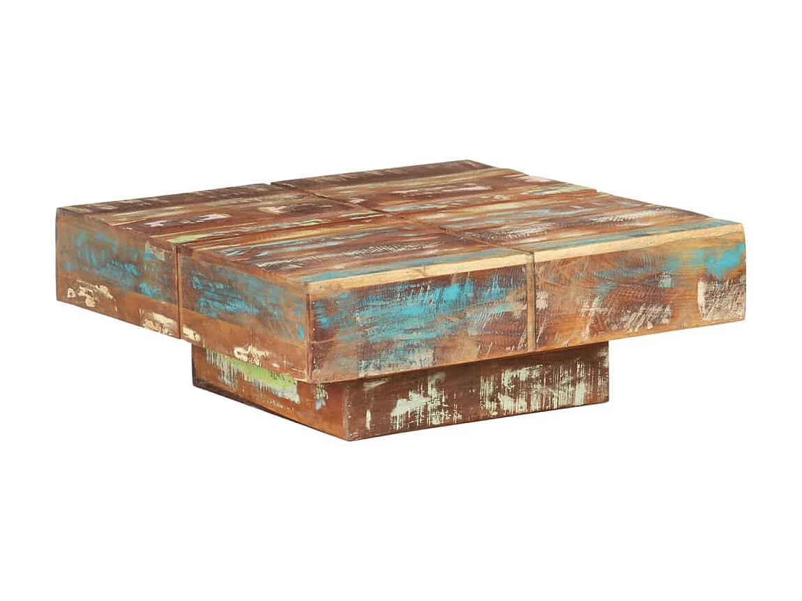 Table basse 80x80x28 cm Bois de récupération massif