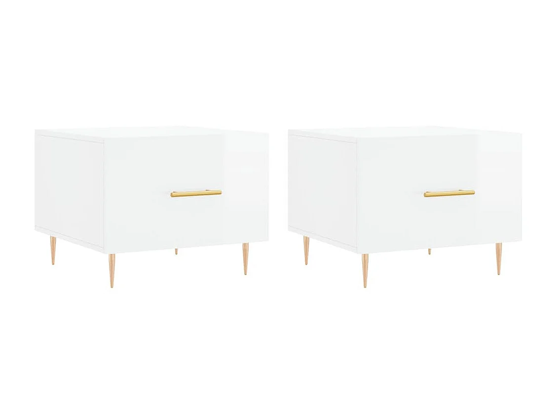 Mesas de centro Gold 2 piezas madera contrachapada blanco brillo 50x50x40cm