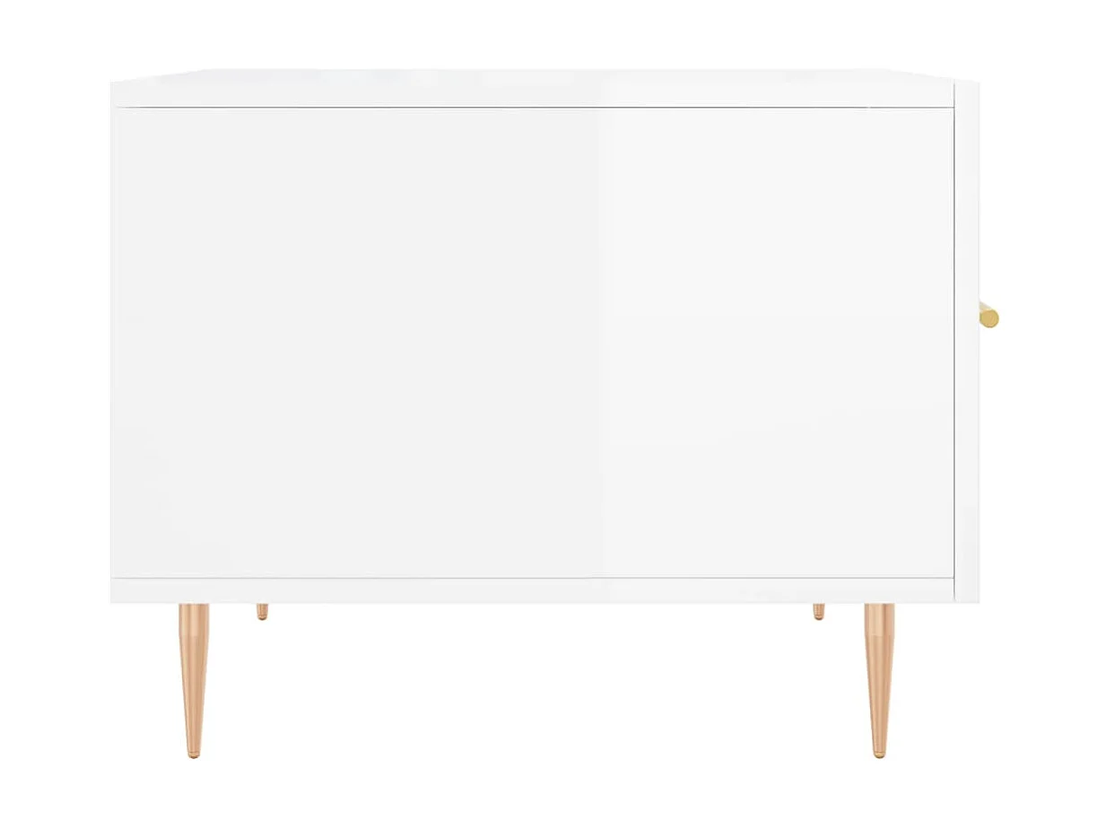 Mesas de centro Gold 2 piezas madera contrachapada blanco brillo 50x50x40cm