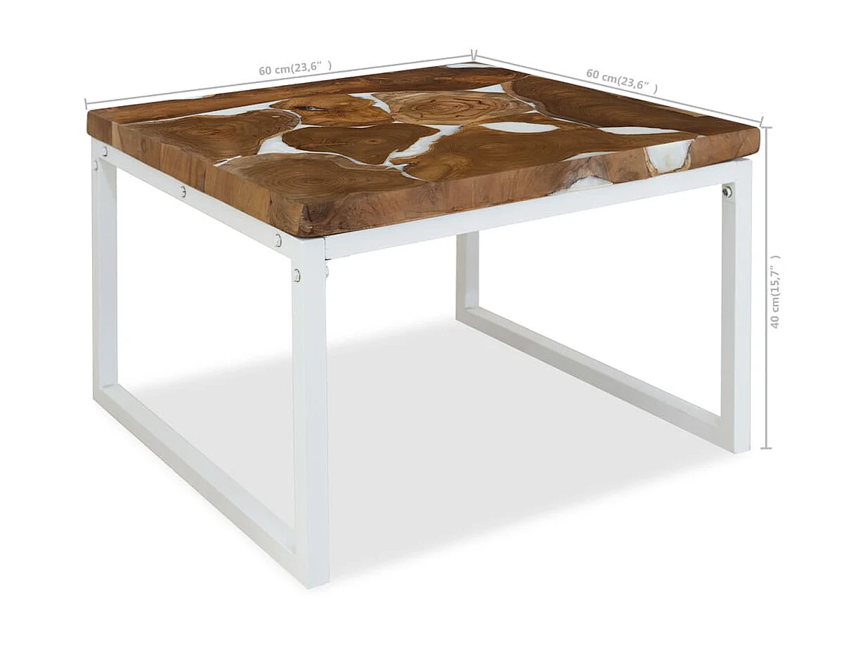 Table basse Teck Résine 60 x 60 x 40 cm