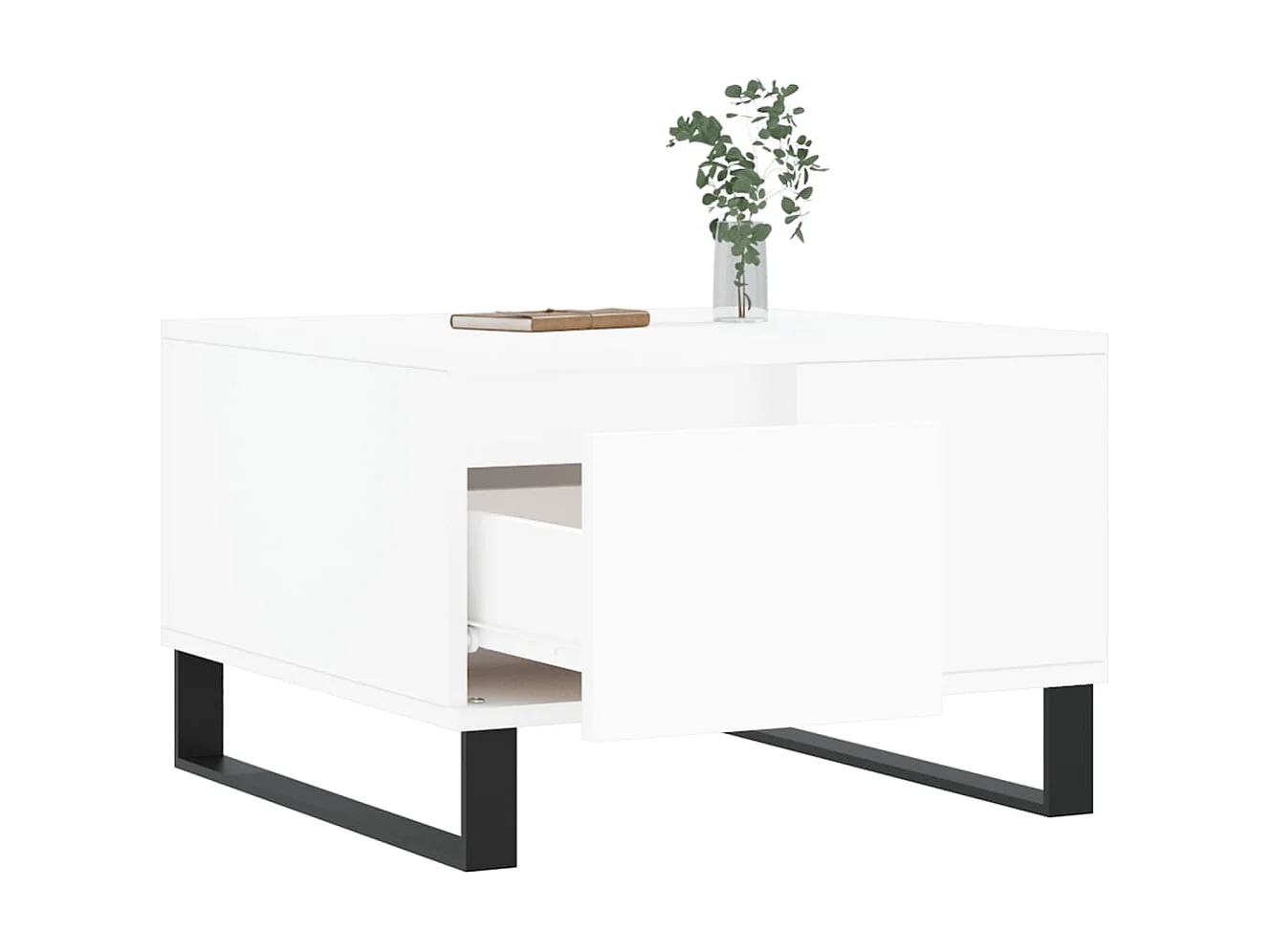 Mesa de centro blanca 55x55x36,5 cm de madera contrachapada