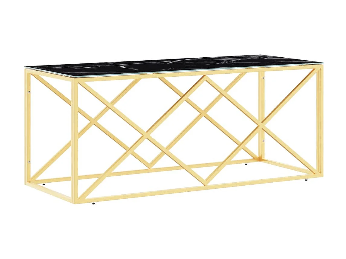 Mesa de centro dourada 110x45x45 cm aço inoxidável e vidro