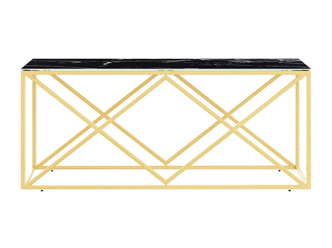 Mesa de centro dourada 110x45x45 cm aço inoxidável e vidro