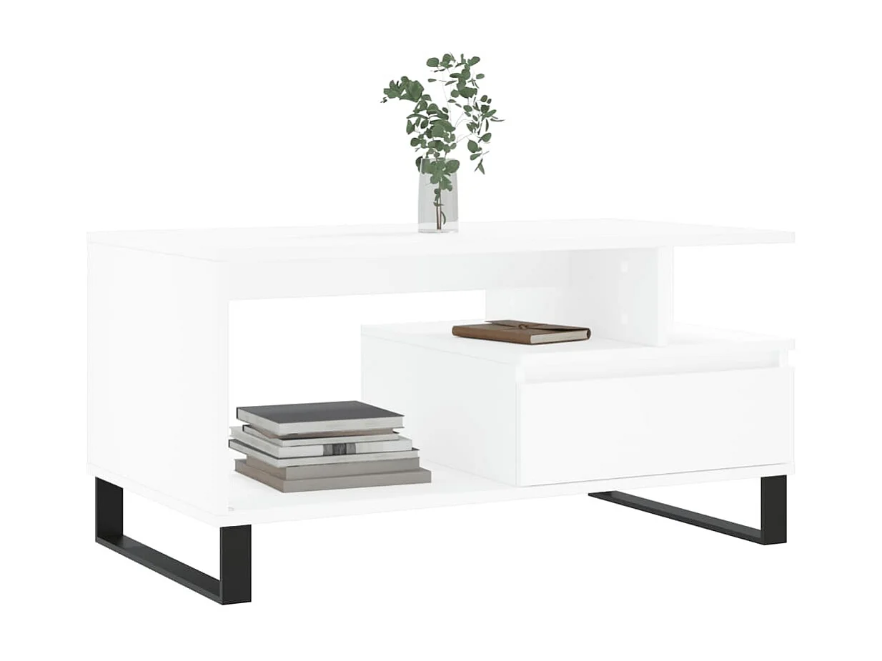 Tavolino Gold Bianco 90x49x45 cm MDF