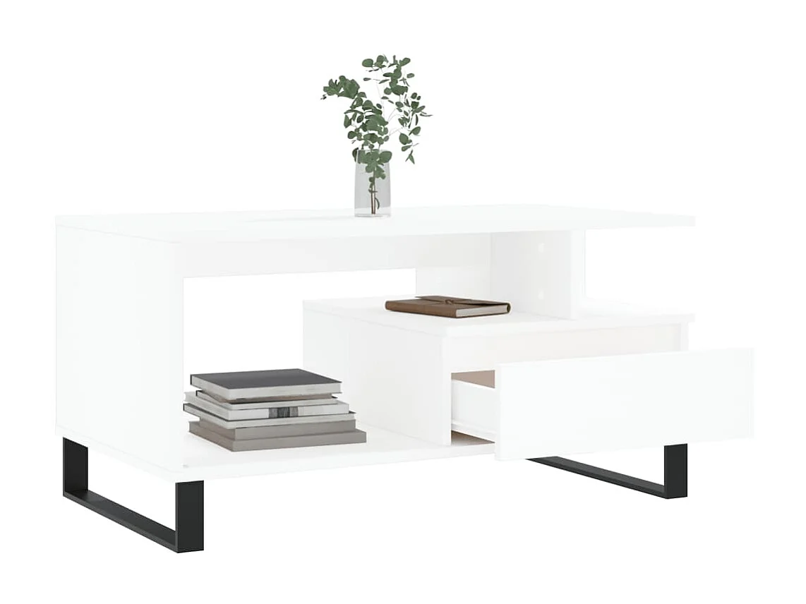 Tavolino Gold Bianco 90x49x45 cm MDF