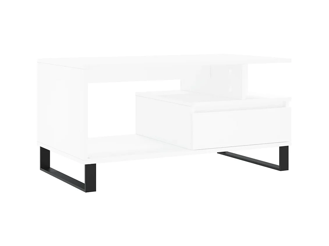 Goldfarbener Couchtisch Weiß 90x49x45 cm Holzwerkstoff