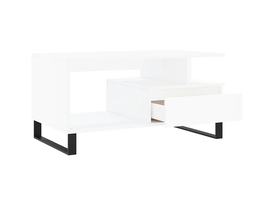 Goldfarbener Couchtisch Weiß 90x49x45 cm Holzwerkstoff