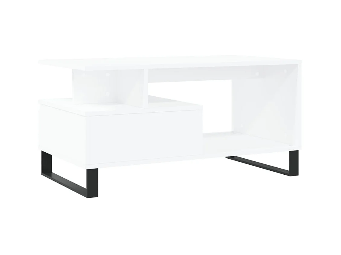 Goldfarbener Couchtisch Weiß 90x49x45 cm Holzwerkstoff