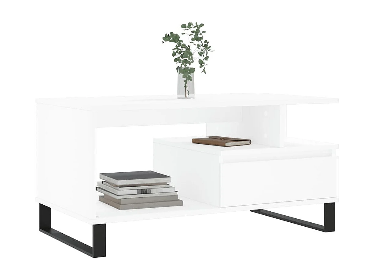 Table basse Blanc 90x49x45 cm Bois d'ingénierie