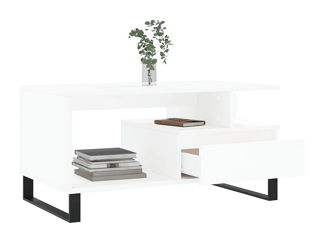 Table basse Blanc 90x49x45 cm Bois d'ingénierie