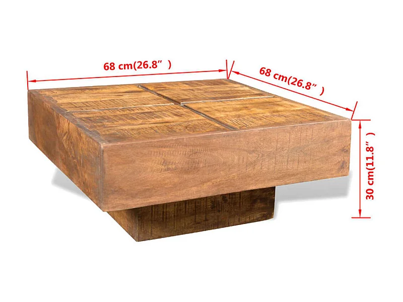 Table basse carrée Marron Bois massif de manguier