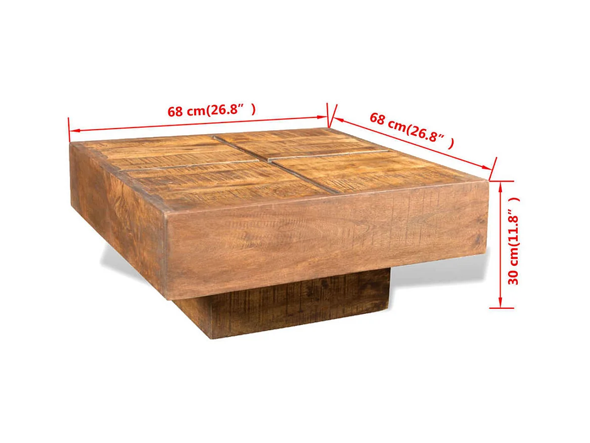 Tavolino quadrato Gold Marrone Legno massello di mango