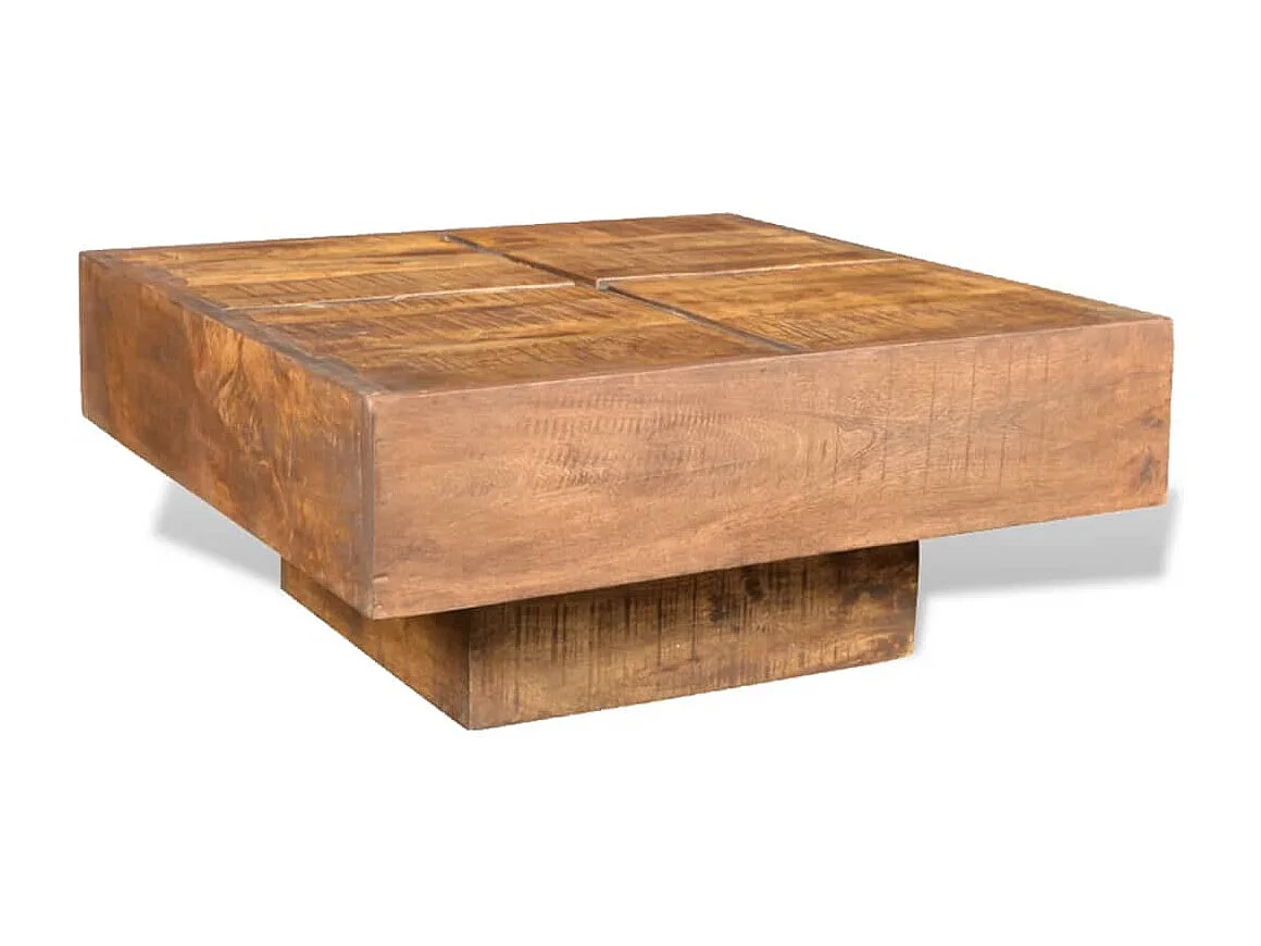 Goudkleurige vierkante salontafel Bruin Massief mangohout