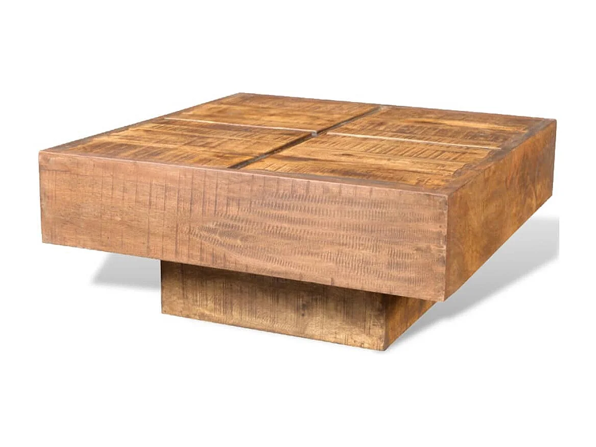 Goudkleurige vierkante salontafel Bruin Massief mangohout