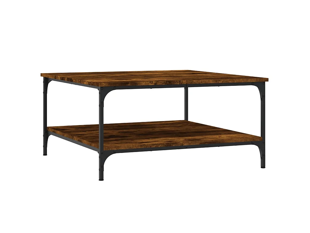 Table basse chêne fumé 80x80x40 cm bois d'ingénierie
