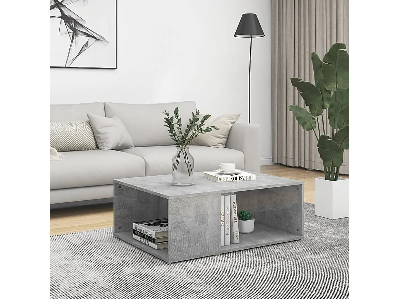 Mesa de centro dourada concreto cinza 90x67x33 cm aglomerado