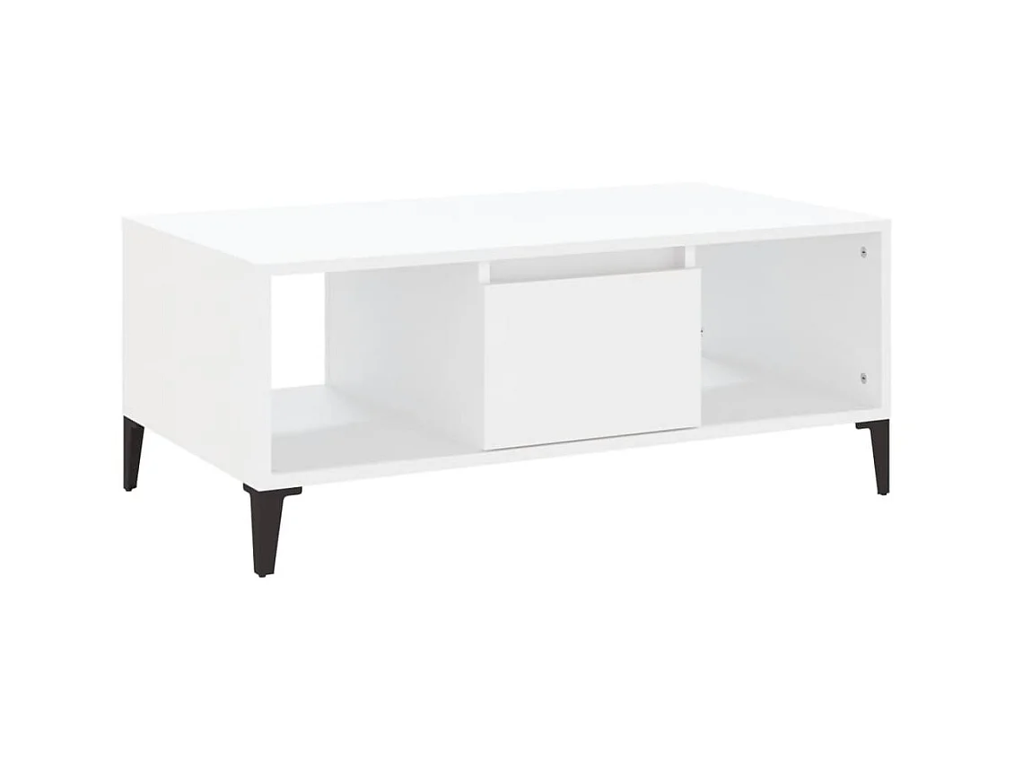 Gold Salontafel Wit 90x50x36,5 cm Bewerkt hout