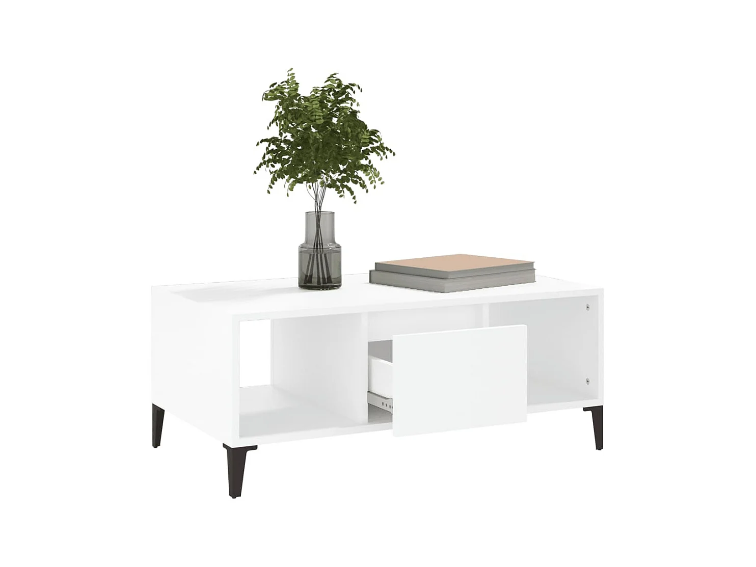 Gold Salontafel Wit 90x50x36,5 cm Bewerkt hout