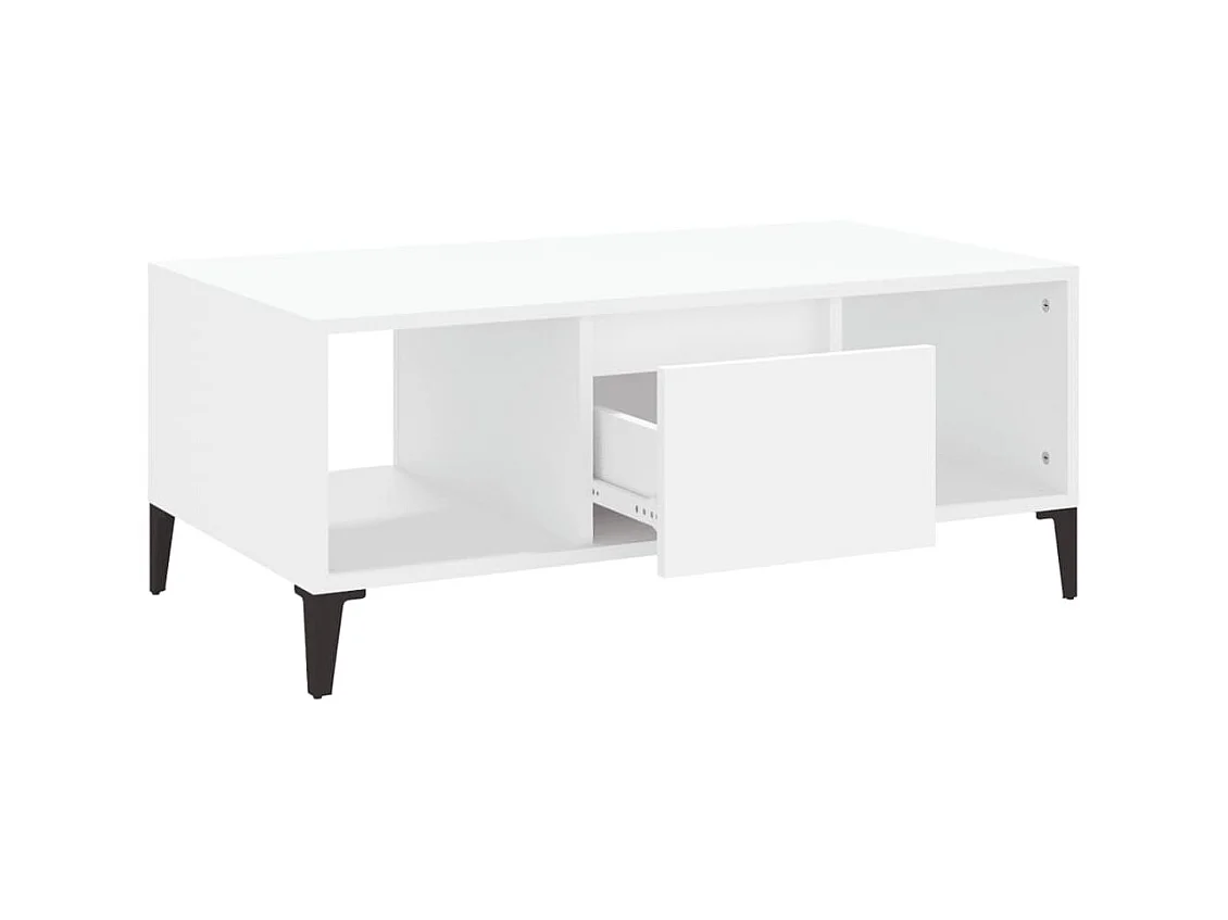 Gold Salontafel Wit 90x50x36,5 cm Bewerkt hout