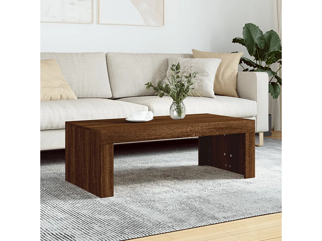 Table basse chêne marron 102x50x36 cm bois d'ingénierie