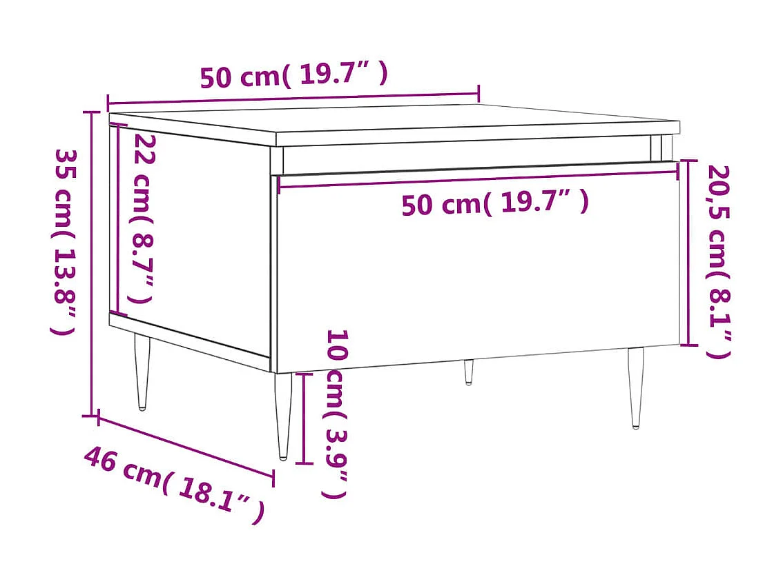 Gold Salontafels 2 stuks wit 50x46x35 cm parket