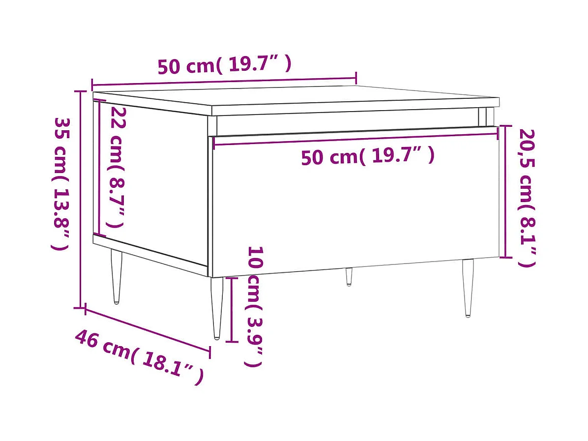 Mesas de centro Gold 2 piezas madera contrachapada blanca 50x46x35 cm
