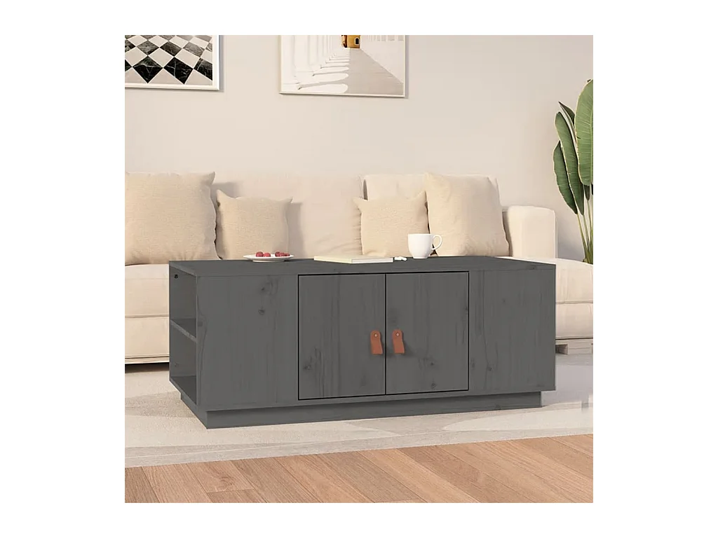 Tavolino Gold Grigio 100x50x41 cm Legno di pino massiccio