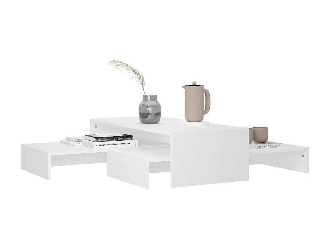 Juego de mesas de centro nido Gold Aglomerado blanco 100x100x26,5 cm