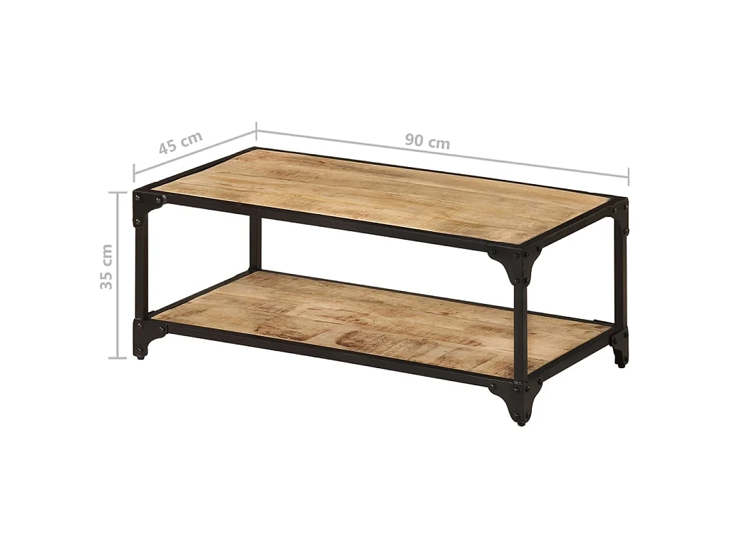 Tavolino Gold 90x45x35 cm Legno massello di mango grezzo