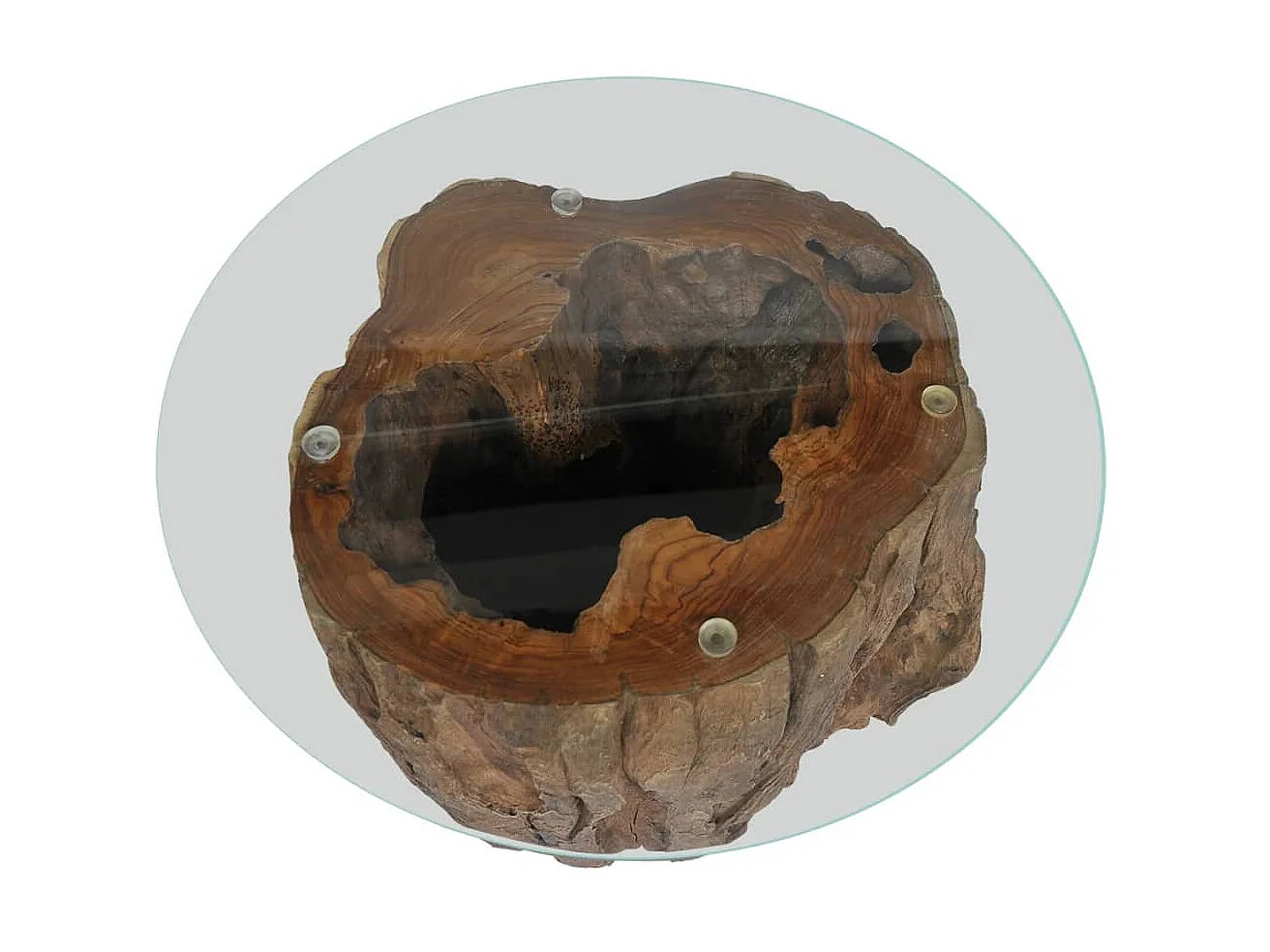 Mesa de centro de vidro teca dourada 50 x 40 cm