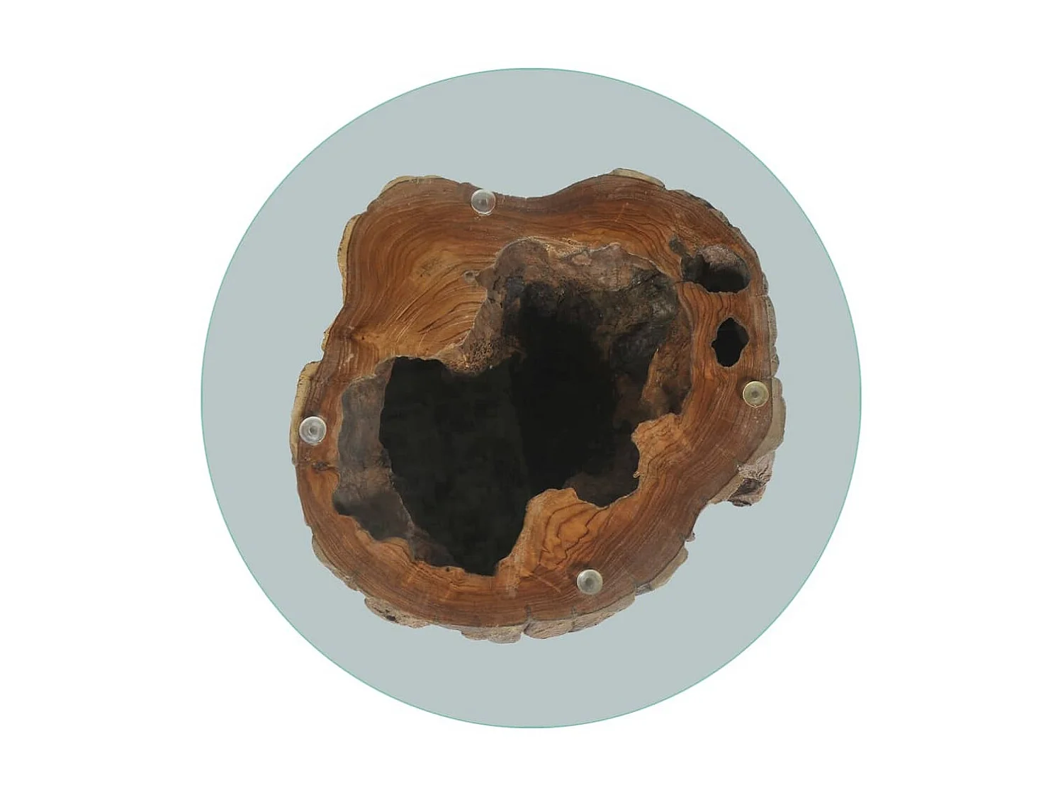 Goudkleurige Teak Glazen Salontafel 50 x 40 cm