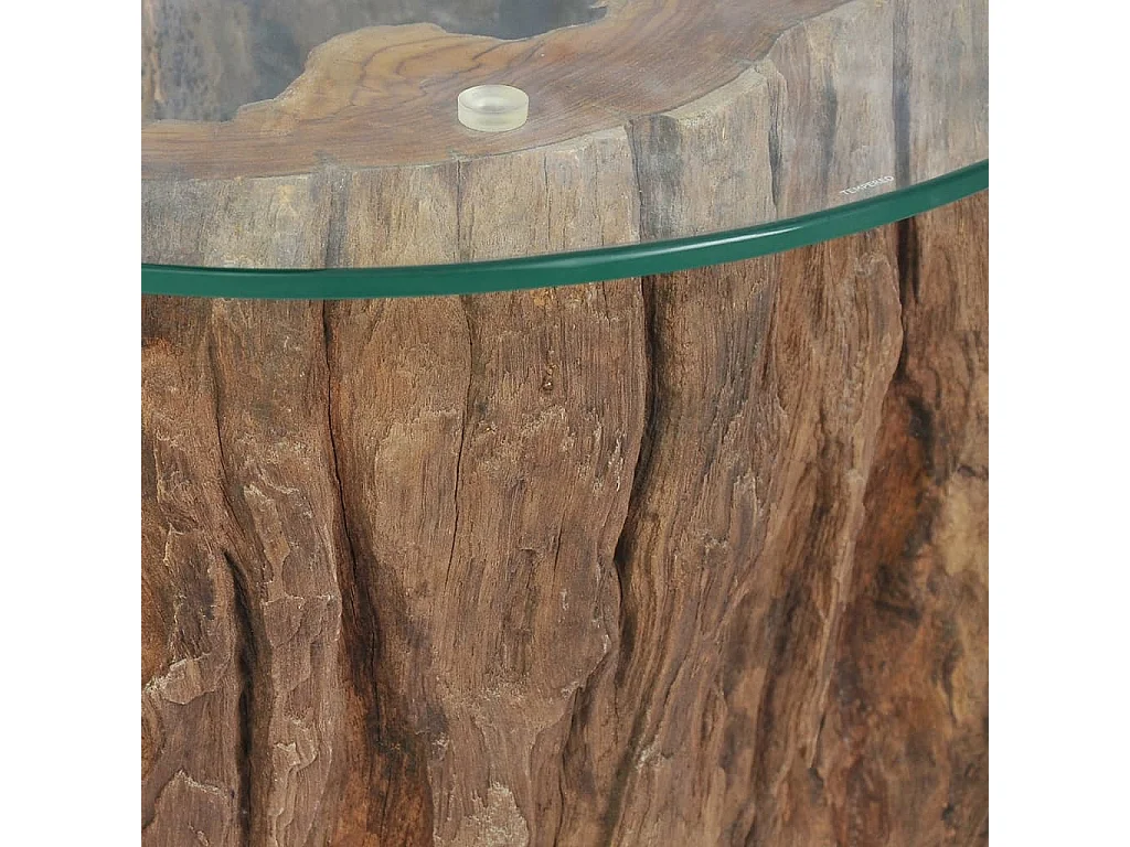 Goudkleurige Teak Glazen Salontafel 50 x 40 cm