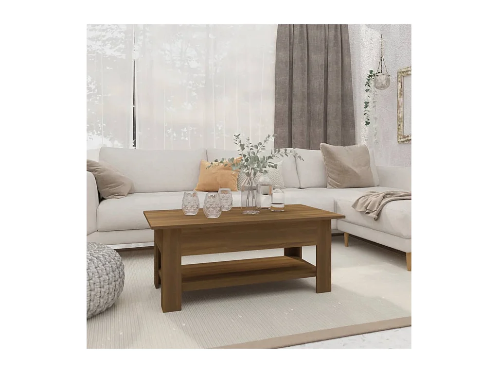 Table basse Chêne marron 102x55x42 cm Aggloméré