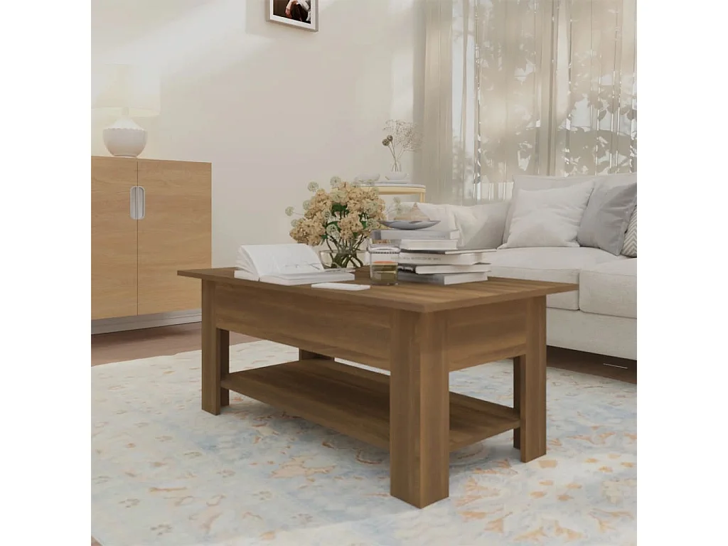 Table basse Chêne marron 102x55x42 cm Aggloméré